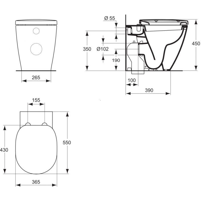 VAS WC CONNECT BTW PENTRU REZERVOR INCASTRAT, 54.5X36.5
